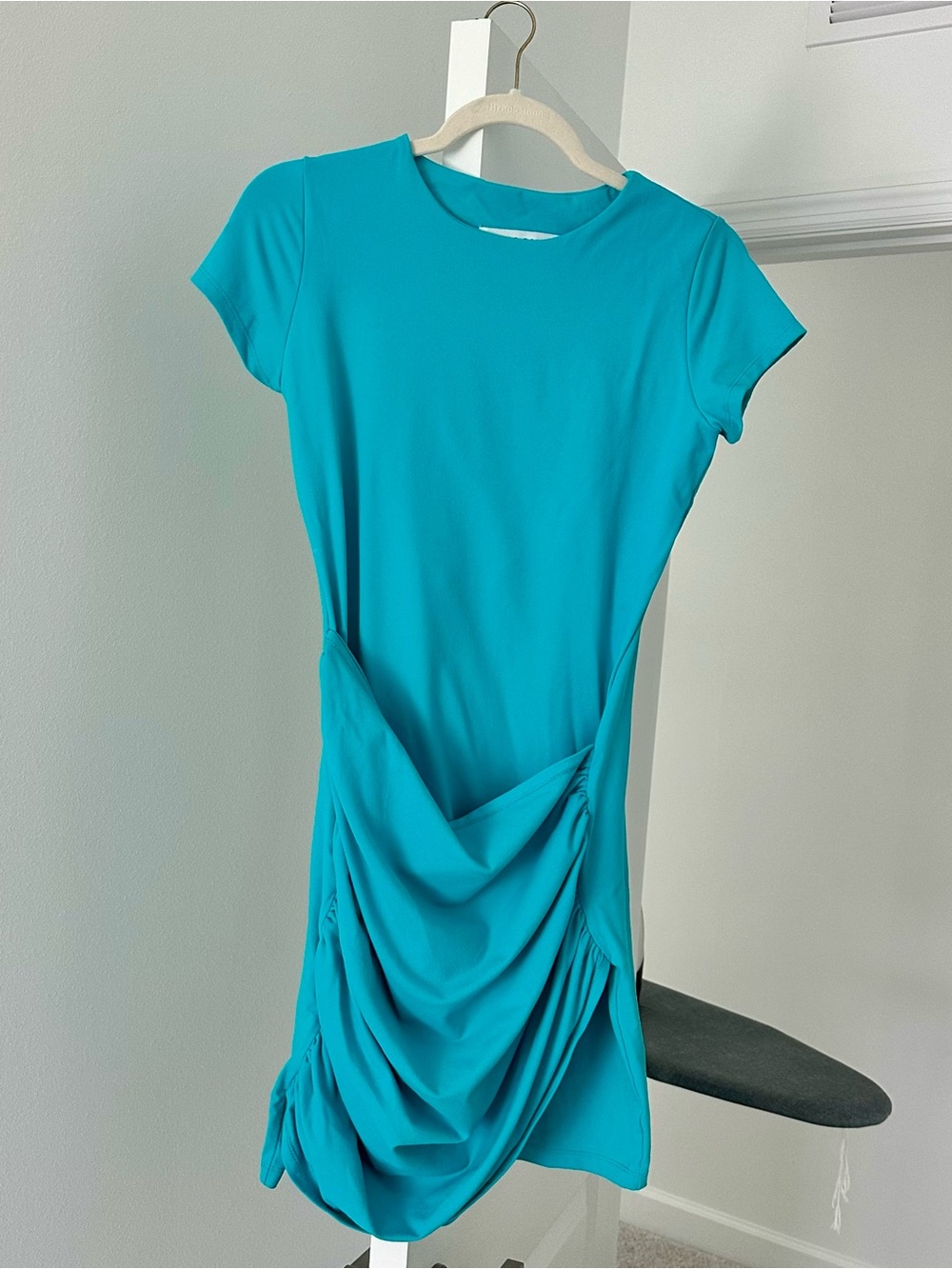 Susana Monaco Bright Turquoise Draped Mini Dress